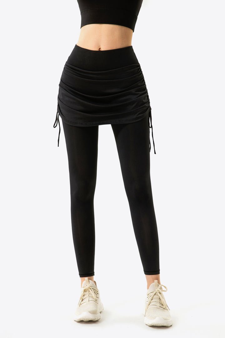 Define & Curve Faux Layered Ruched Leggings