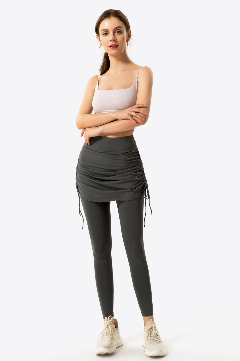 Define & Curve Faux Layered Ruched Leggings