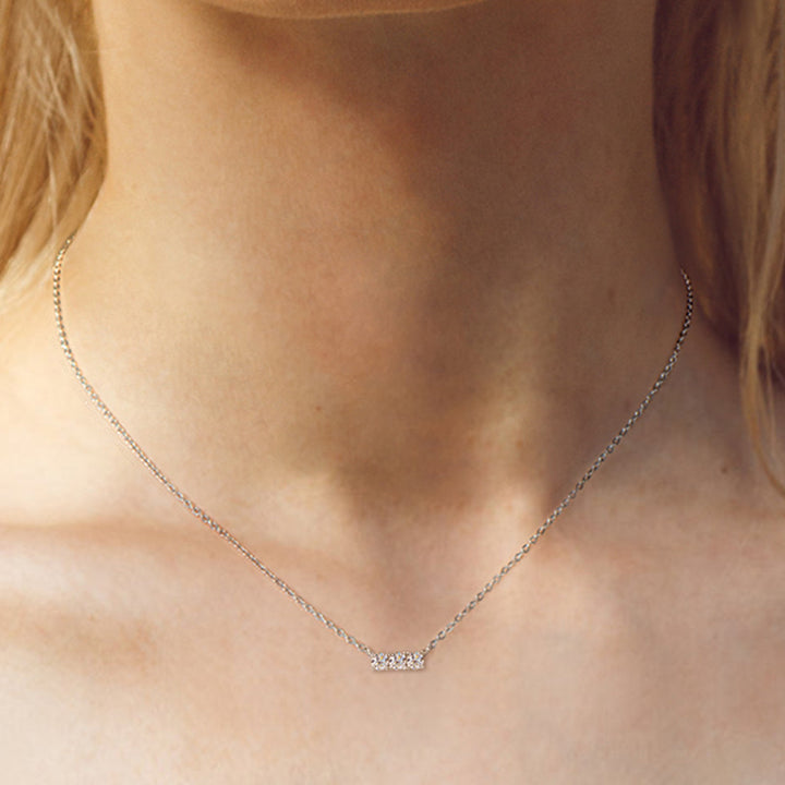 Elevate Everyday: 18K Gold Vermeil Moissanite Bar Necklace