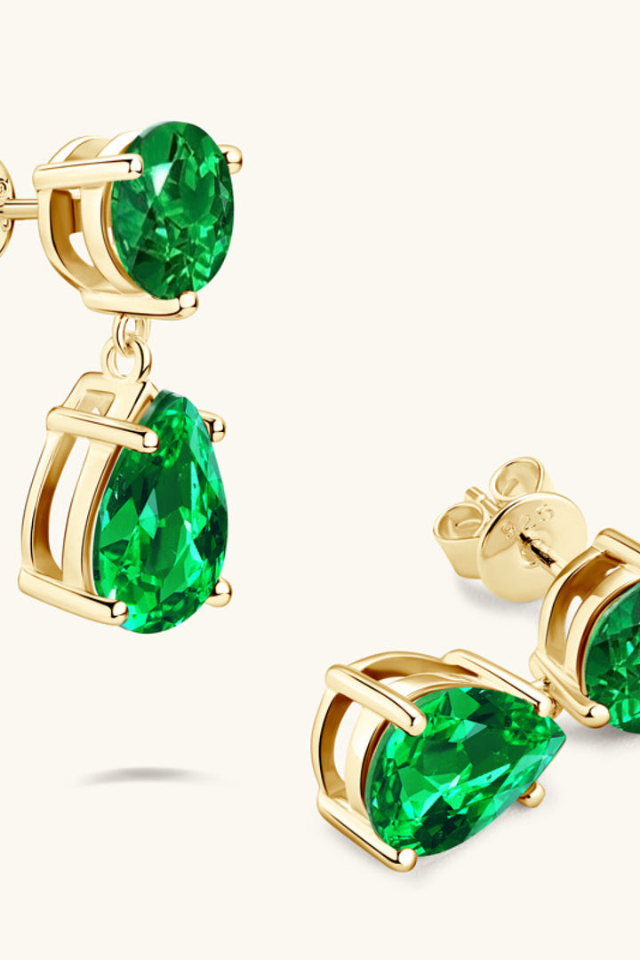 Gaia's Glory Lab-Grown Emerald Drop Earrings