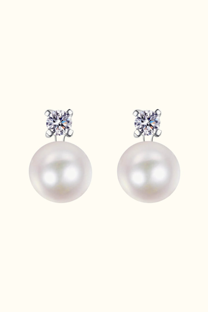 Aphrodite's Whisper Moissanite and Pearl Stud Earrings