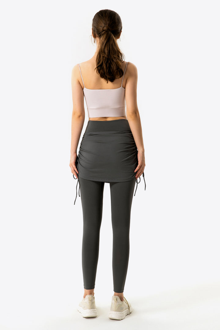 Define & Curve Faux Layered Ruched Leggings