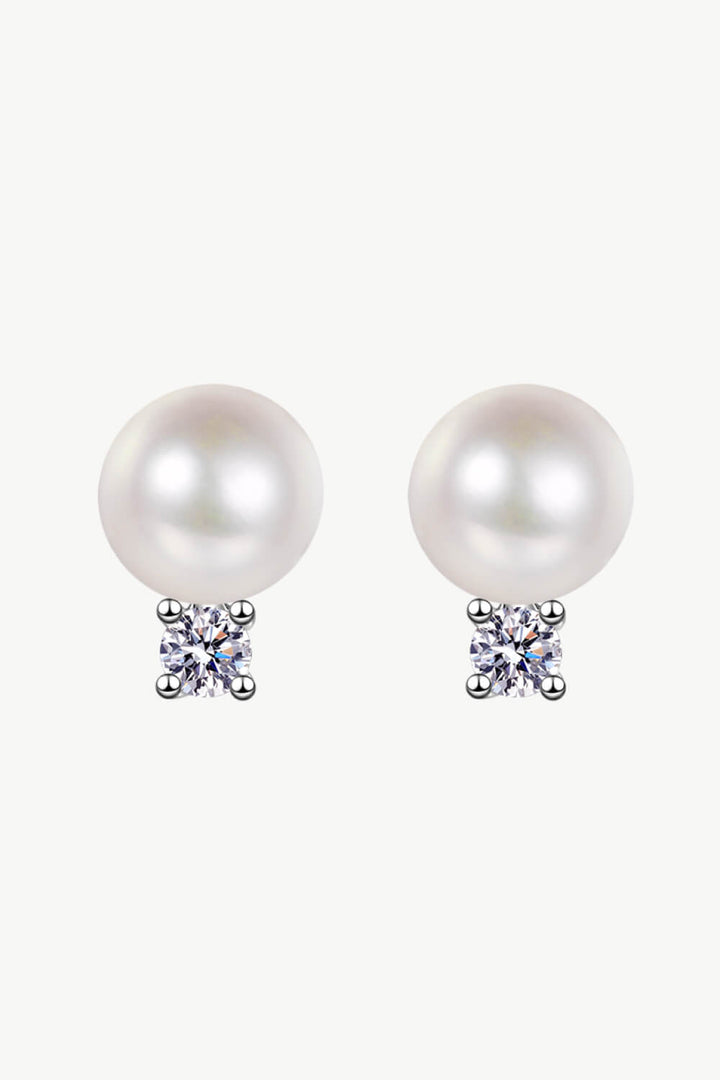 Aphrodite's Whisper Moissanite and Pearl Stud Earrings