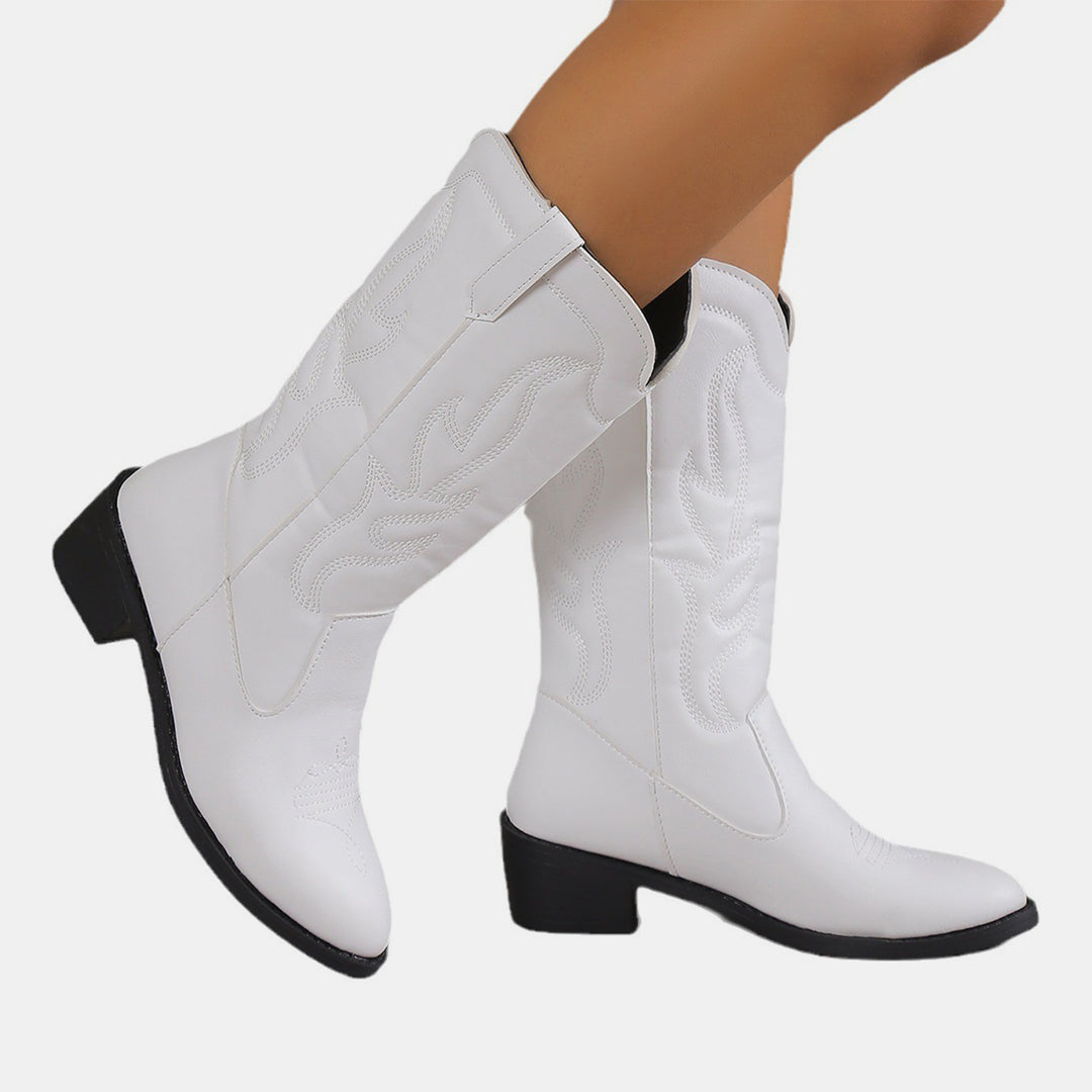 Nyx's Nightfall: Pointed-Toe Block Heel Booties