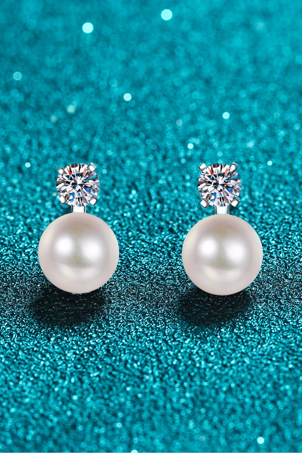 Aphrodite's Whisper Moissanite and Pearl Stud Earrings