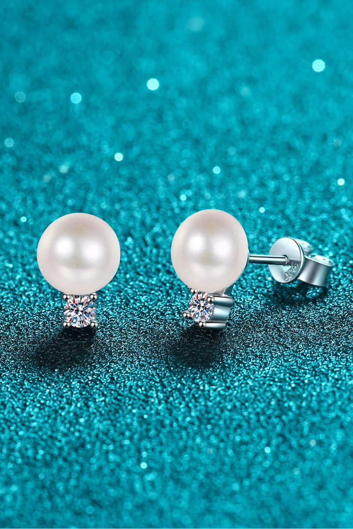 Aphrodite's Whisper Moissanite and Pearl Stud Earrings