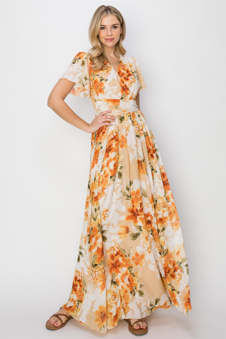 Blooming Allure: Floral Tie-Back Maxi Dress