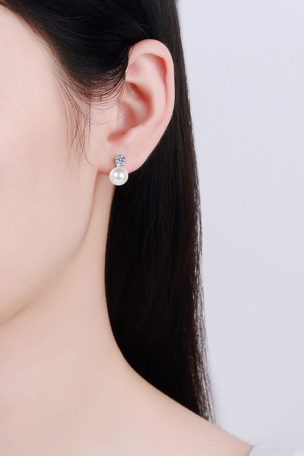 Aphrodite's Whisper Moissanite and Pearl Stud Earrings