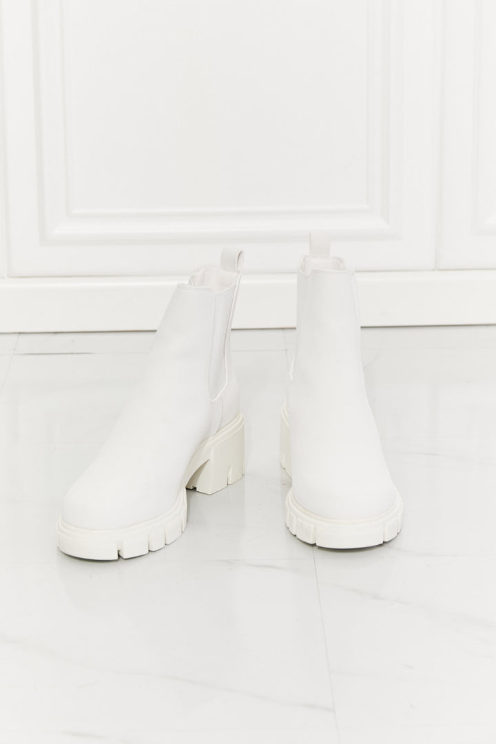 Artemis' Ascent: Empowering White Lug Sole Chelsea Boots