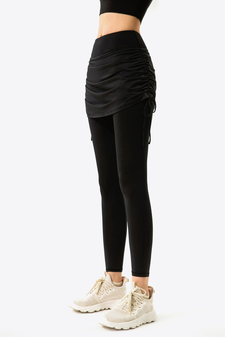 Define & Curve Faux Layered Ruched Leggings