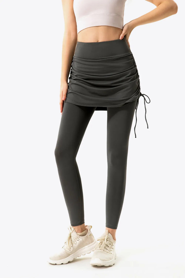 Define & Curve Faux Layered Ruched Leggings