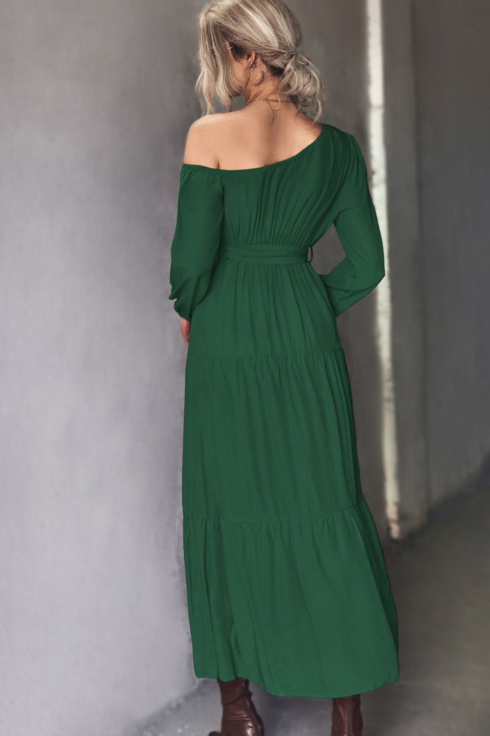 Ascend in Elegance: One-Shoulder Tiered Maxi Dress