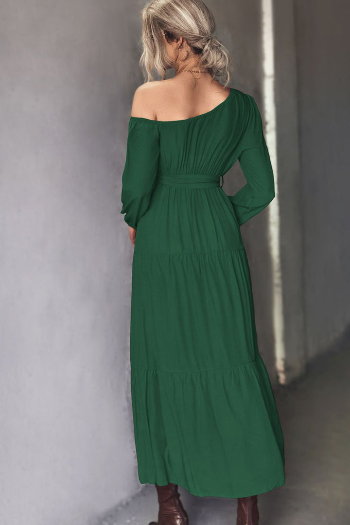 Ascend in Elegance: One-Shoulder Tiered Maxi Dress