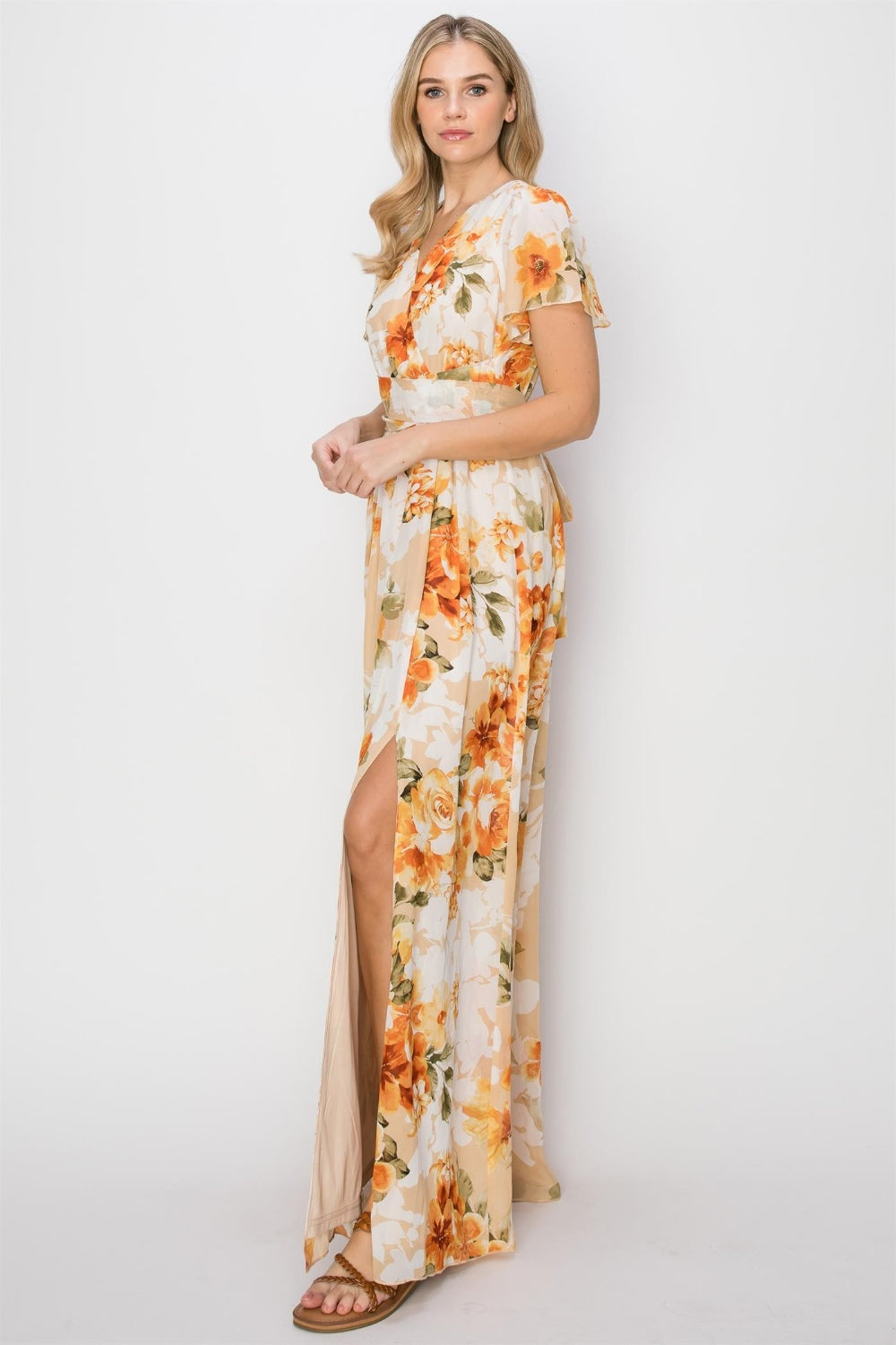 Blooming Allure: Floral Tie-Back Maxi Dress