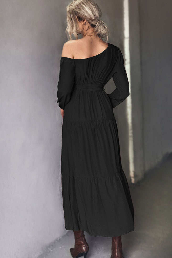 Ascend in Elegance: One-Shoulder Tiered Maxi Dress