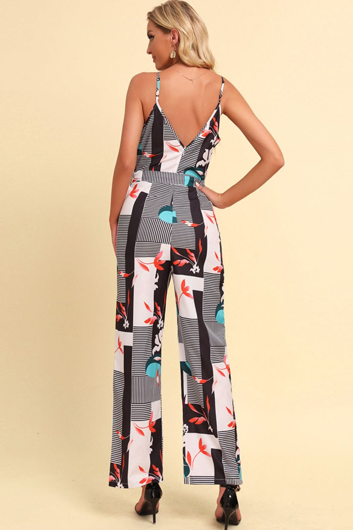 Vacation Vibes: Printed Tie-Front Jumpsuit