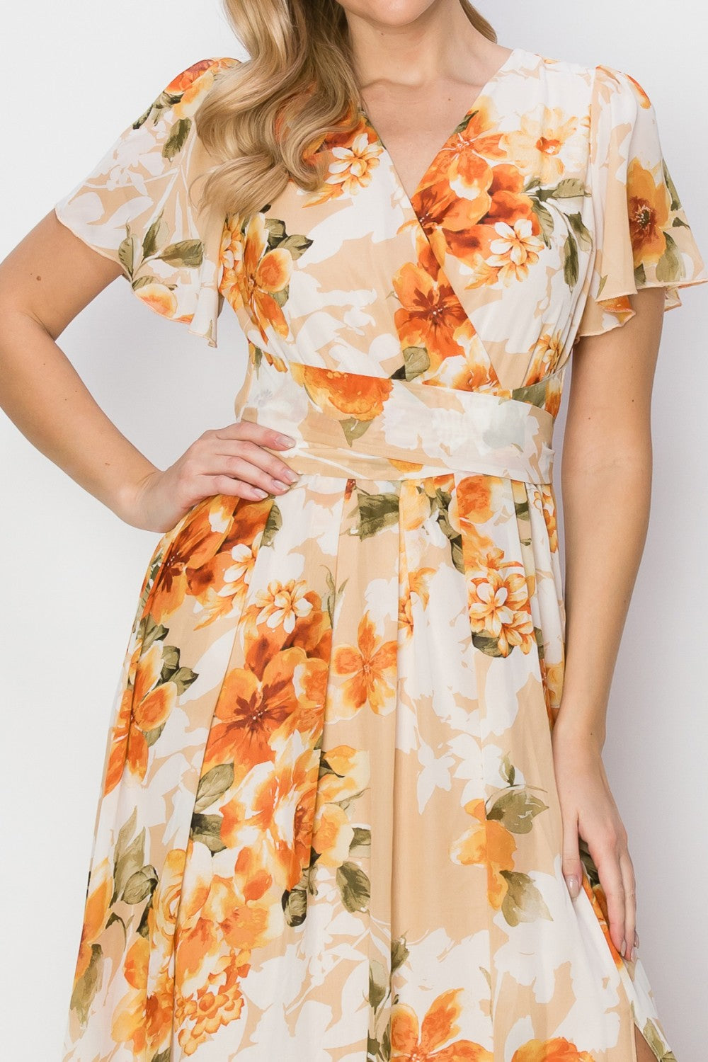 Blooming Allure: Floral Tie-Back Maxi Dress