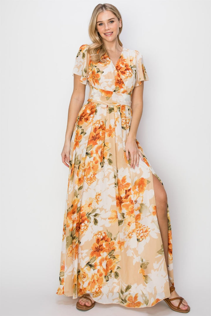 Blooming Allure: Floral Tie-Back Maxi Dress