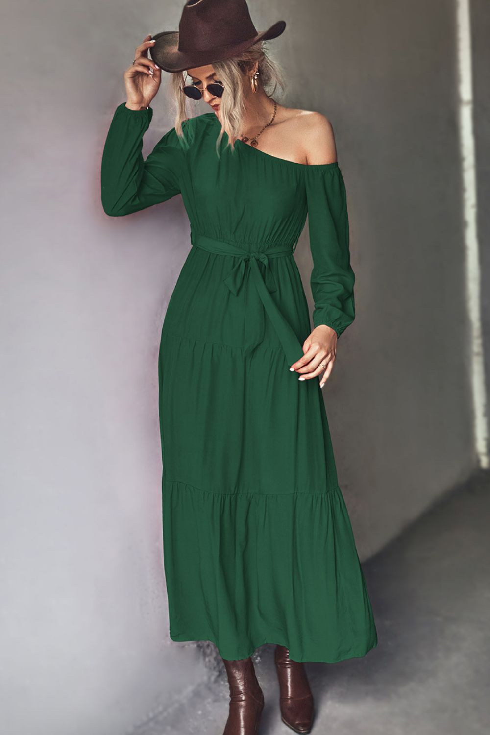 Ascend in Elegance: One-Shoulder Tiered Maxi Dress