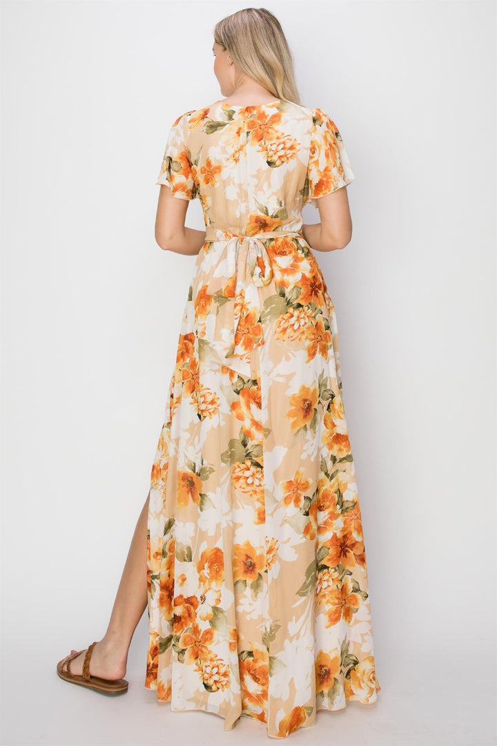 Blooming Allure: Floral Tie-Back Maxi Dress