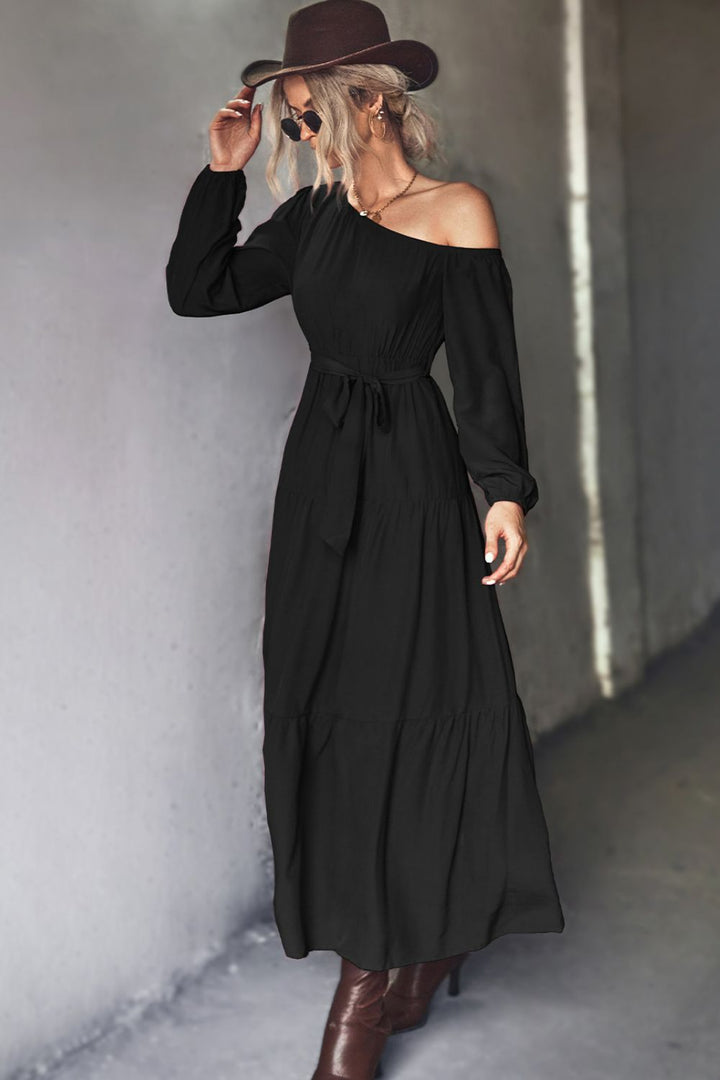 Ascend in Elegance: One-Shoulder Tiered Maxi Dress